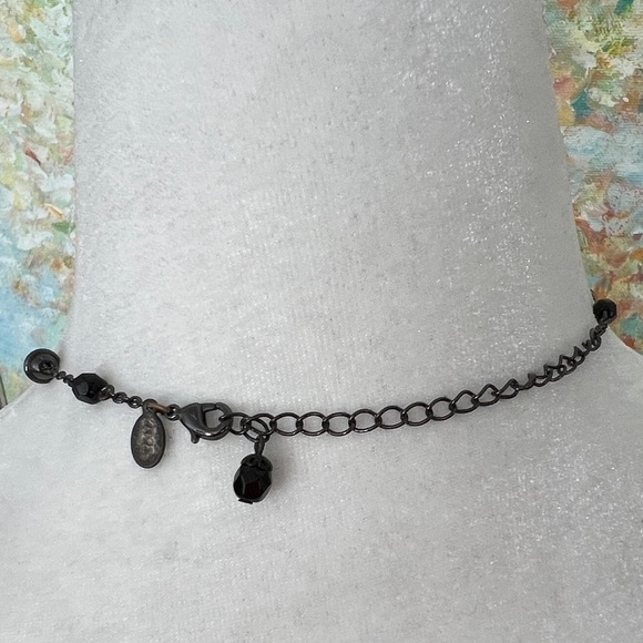 2028 Black and Silver Teardrop Vintage Feel Statement Necklace - Picture 3 of 5